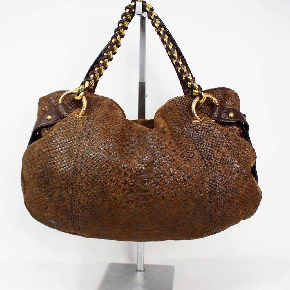 Michael Kors #42324 Brown Python Embossed Handbag - image 1